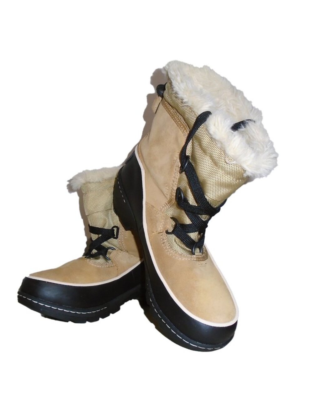 Sorel Brown Boys Shoes Winter Boot with laces fluffy Size 4